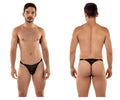 Black lace thong g-string with delicate intricate pattern and thin elastic waistband candyMan 99421 in black
