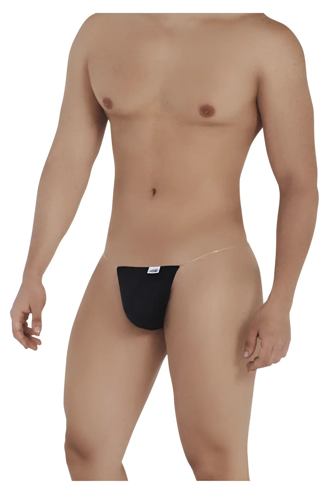 Black CandyMan 99548 invisible micro thong with thin transparent waistband and small white brand tag