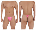 Bright pink candyMan 99548 invisible micro thong with thin matching elastic waistband shown from the back side