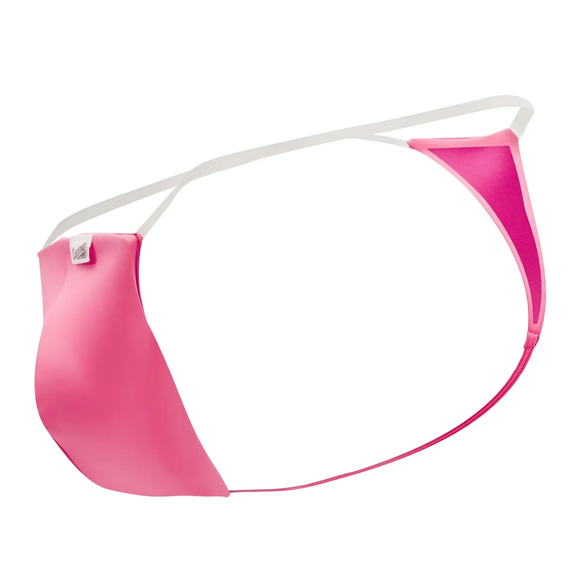 A vibrant pink candid man 99548 invisible micro thong with a sleek design and white elastic waistband with brand tag