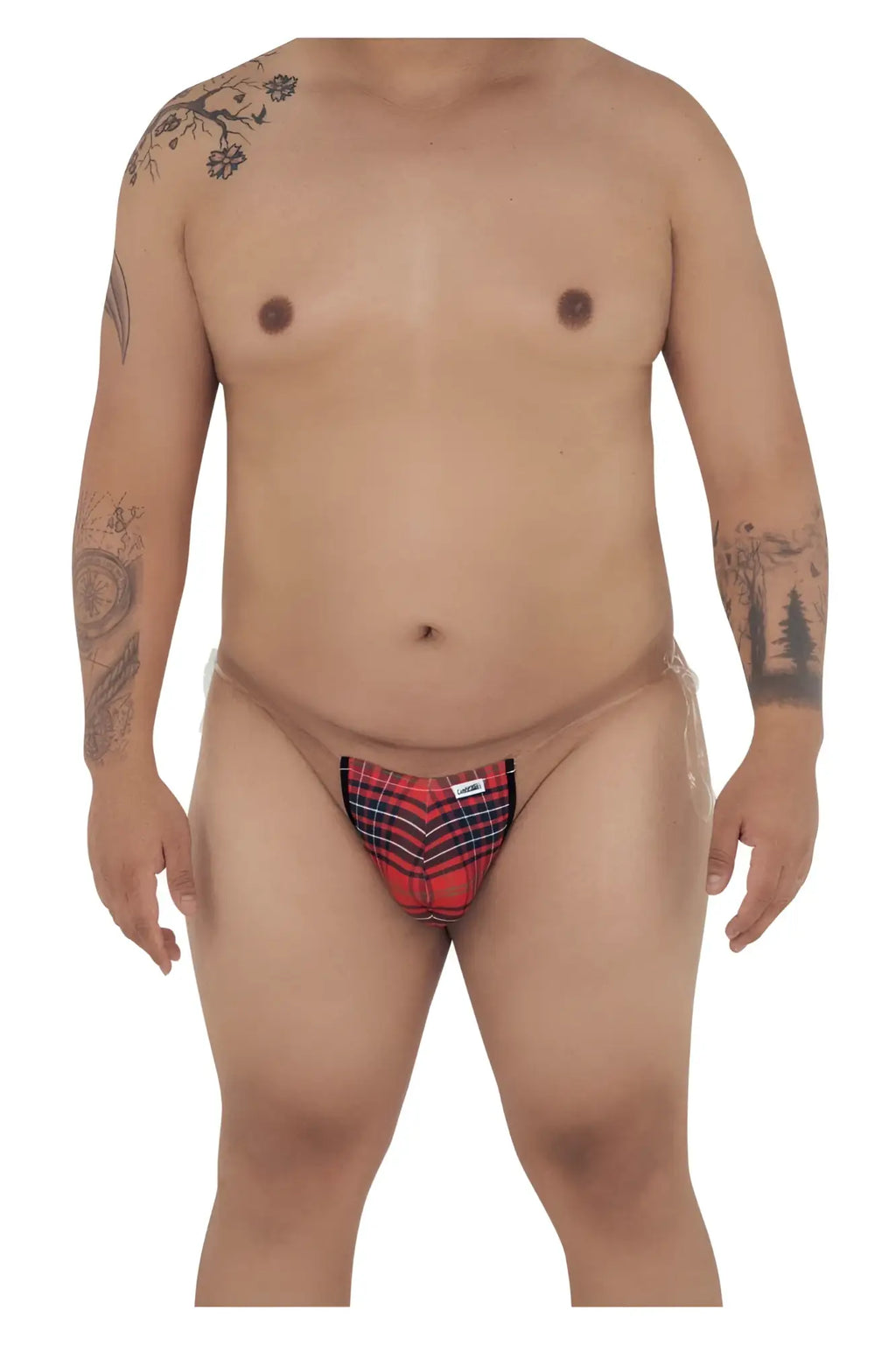CandyMan 99571X invisible micro g-string in red and black plaid briefs with a small white front label