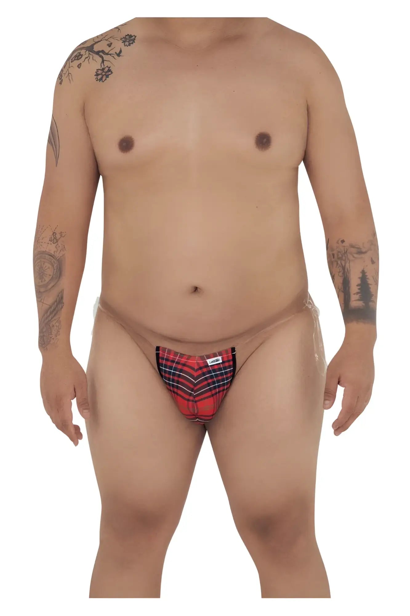 CandyMan 99571X invisible micro g-string in red and black plaid briefs with a small white front label
