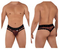 Black lace-trimmed leopard print mesh-lace thong candyMan 99596 shown from the back side