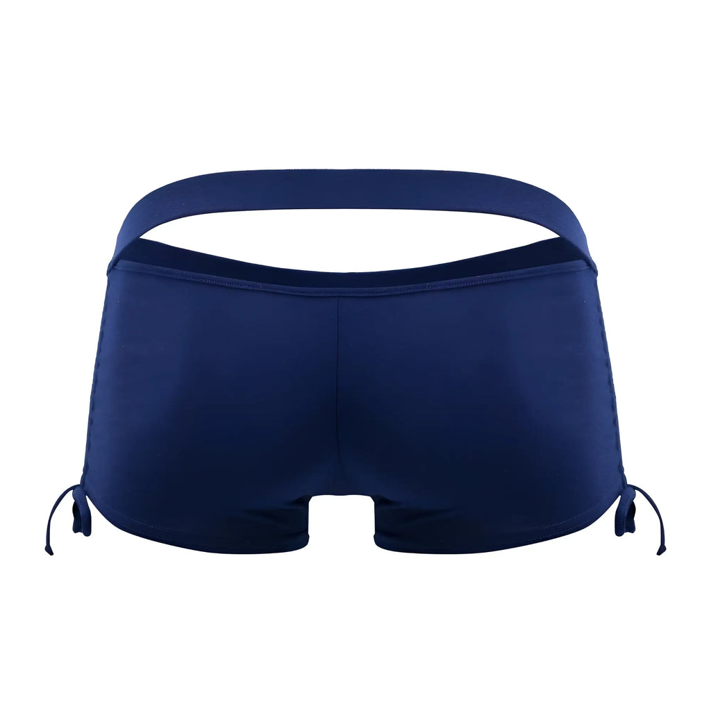 Navy blue candyman 99602x lounge pajama shorts showing back with cutout and side ties