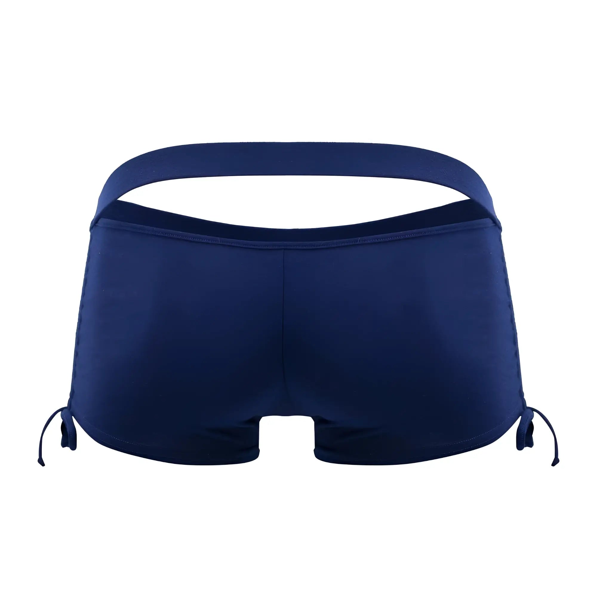 Navy blue candyman 99602x lounge pajama shorts showing back with cutout and side ties