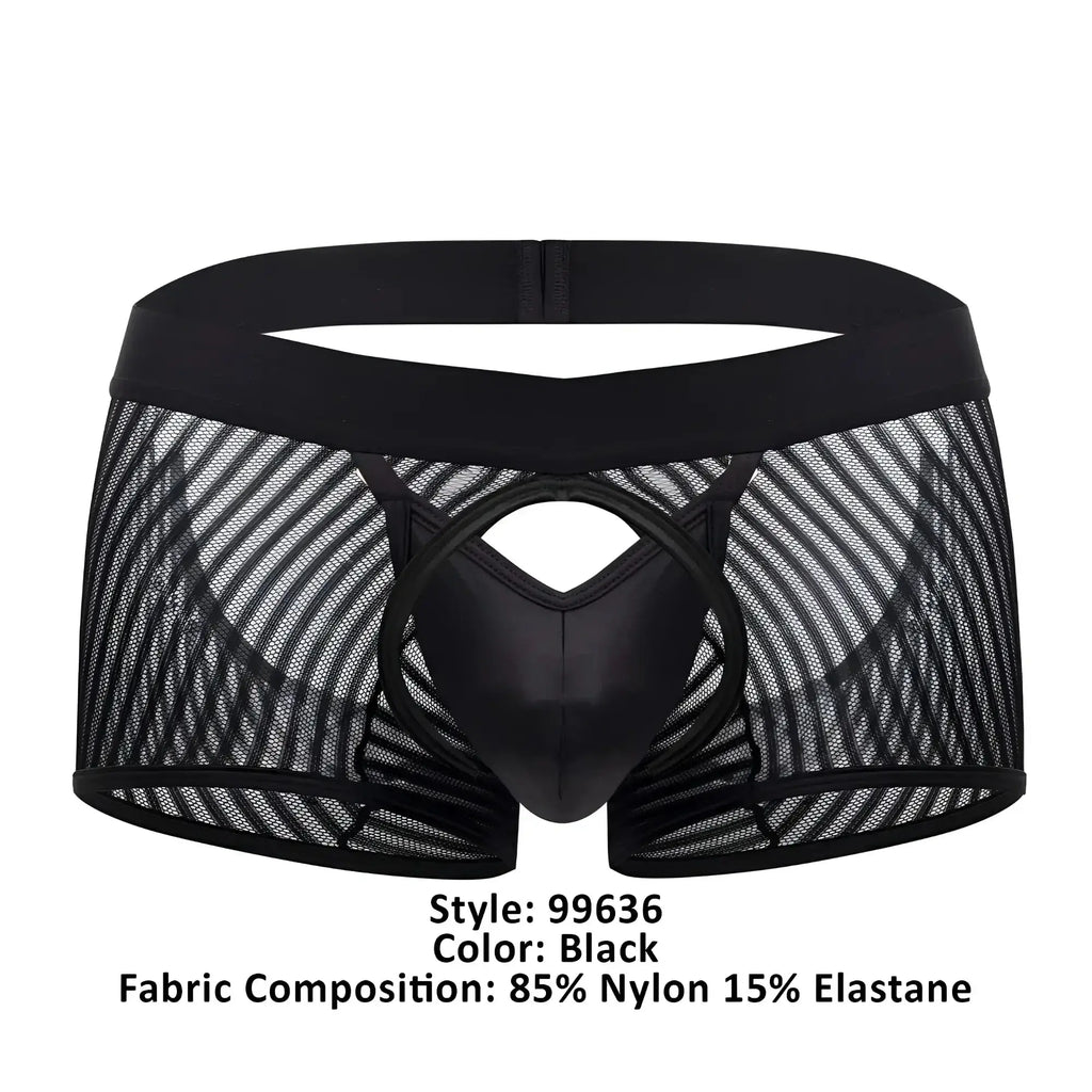Black mesh briefs candyMan 99636 with solid black glossy center panel and elastic waistband for comfortable wear