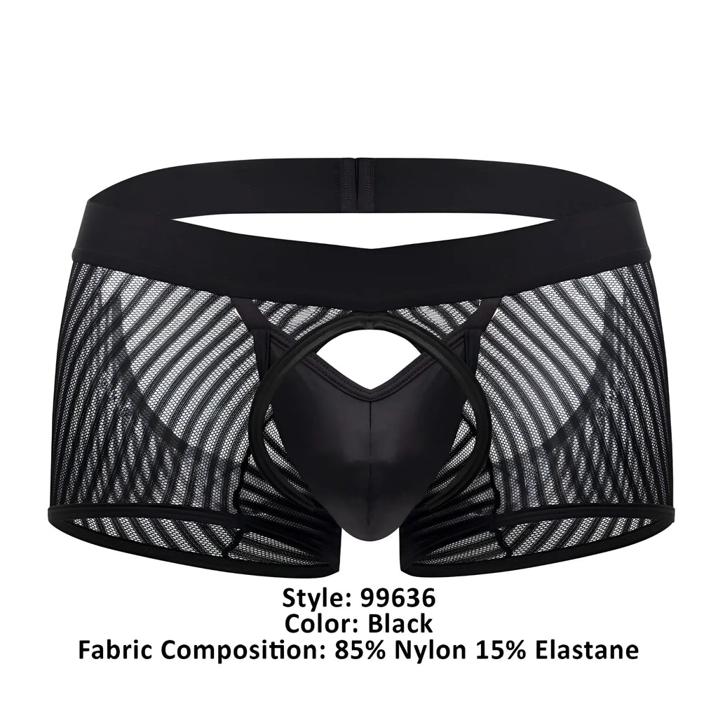 Black mesh briefs candyMan 99636 with solid black glossy center panel and elastic waistband for comfortable wear