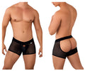 CandyMan 99636 mesh trunks in black feature a solid waistband and breathable mesh material with a central pouch