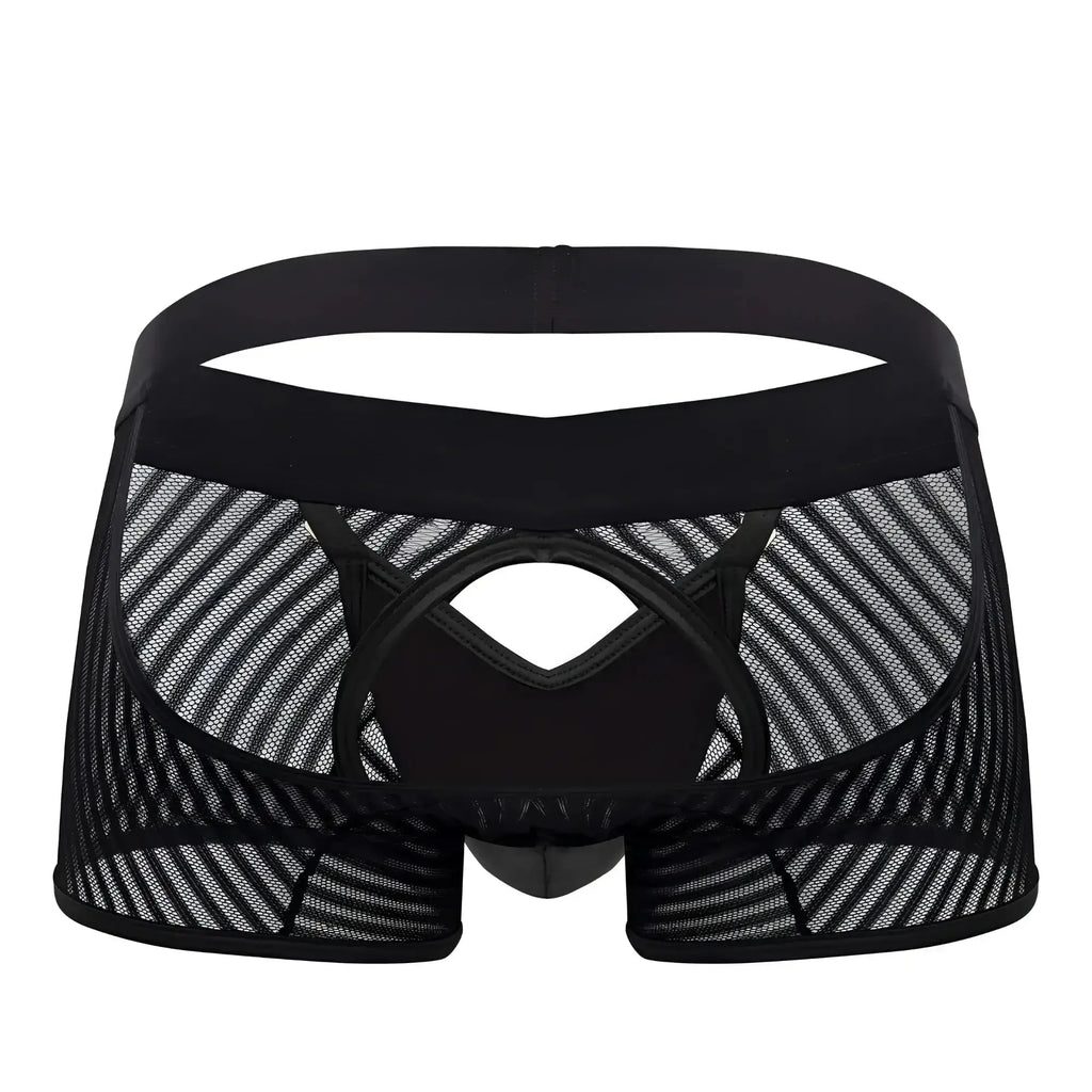 CandyMan 99636 black mesh trunks with solid waistband and reinforced stitching for breathable comfort