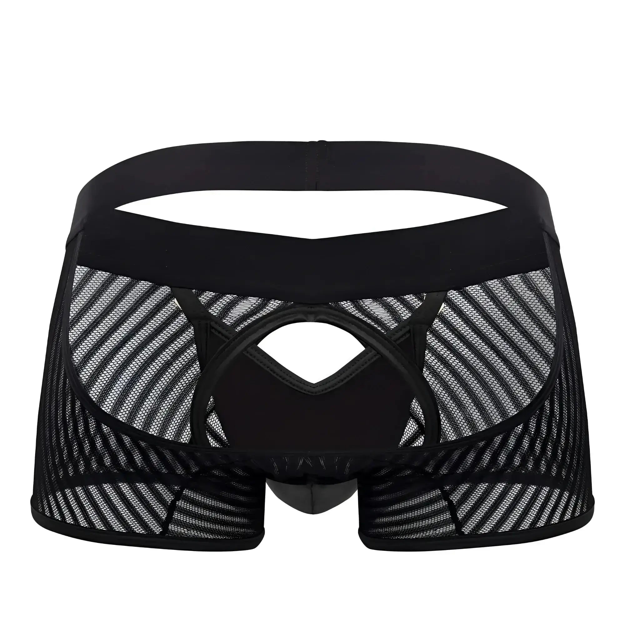 CandyMan 99636 black mesh trunks with solid waistband and reinforced stitching for breathable comfort