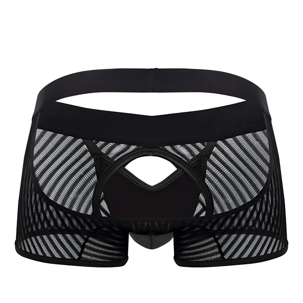 CandyMan 99636 black mesh trunks with solid waistband and reinforced stitching for breathable comfort
