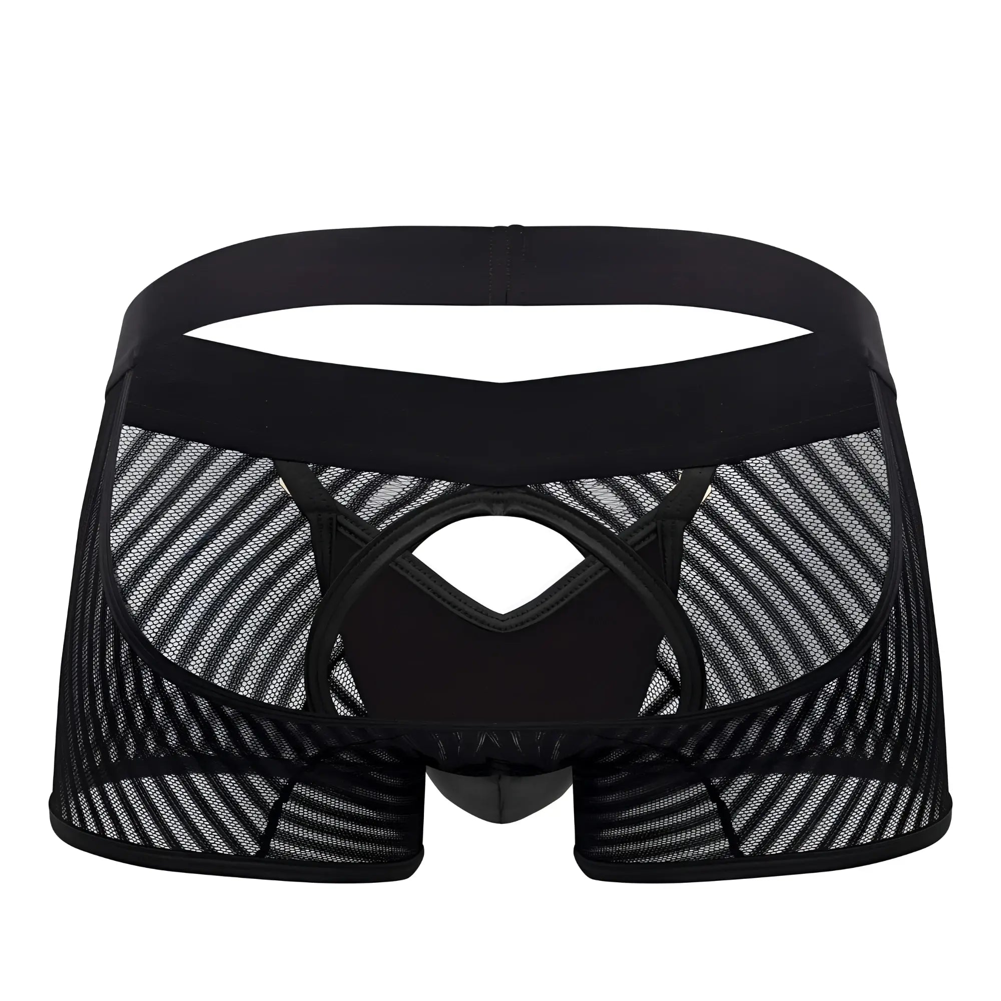 CandyMan 99636 black mesh trunks with solid waistband and reinforced stitching for breathable comfort