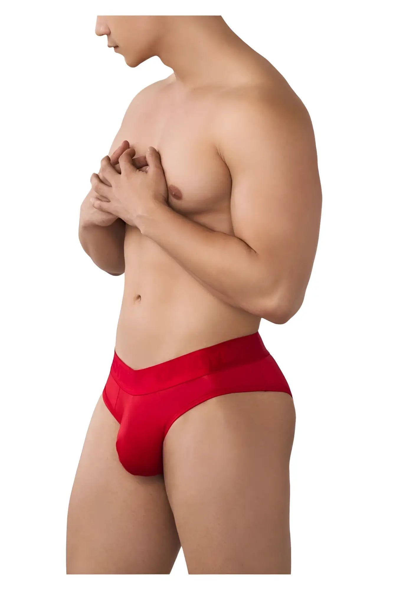 Red candyMan 99641 shorty briefs with a smooth, form-fitting design made for athletic wear