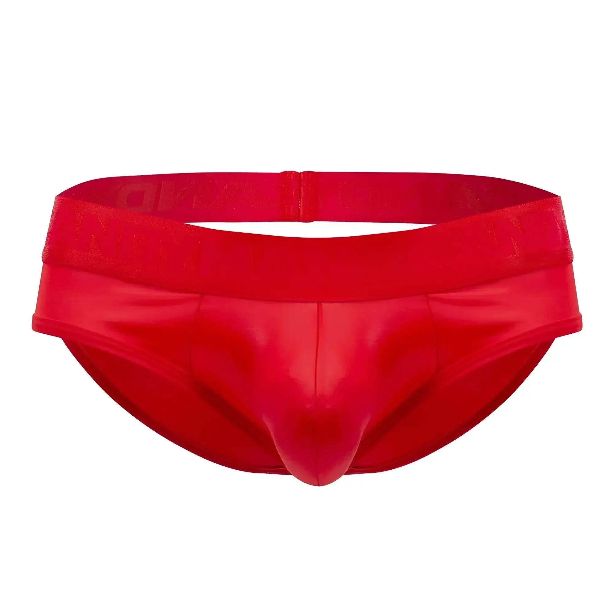 Vibrant red candy man 99641 shorty briefs men’s glossy finish with snug elastic waistband