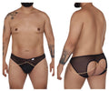 Black candyMan 99672X chain jock briefs with sheer mesh fabric and gold chains attached front and back