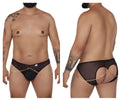 Black candyMan 99672X chain jock briefs with sheer mesh fabric and gold chains attached front and back