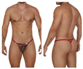 Red candyMan 99685 lace thong with patterned sequined center and thin straps