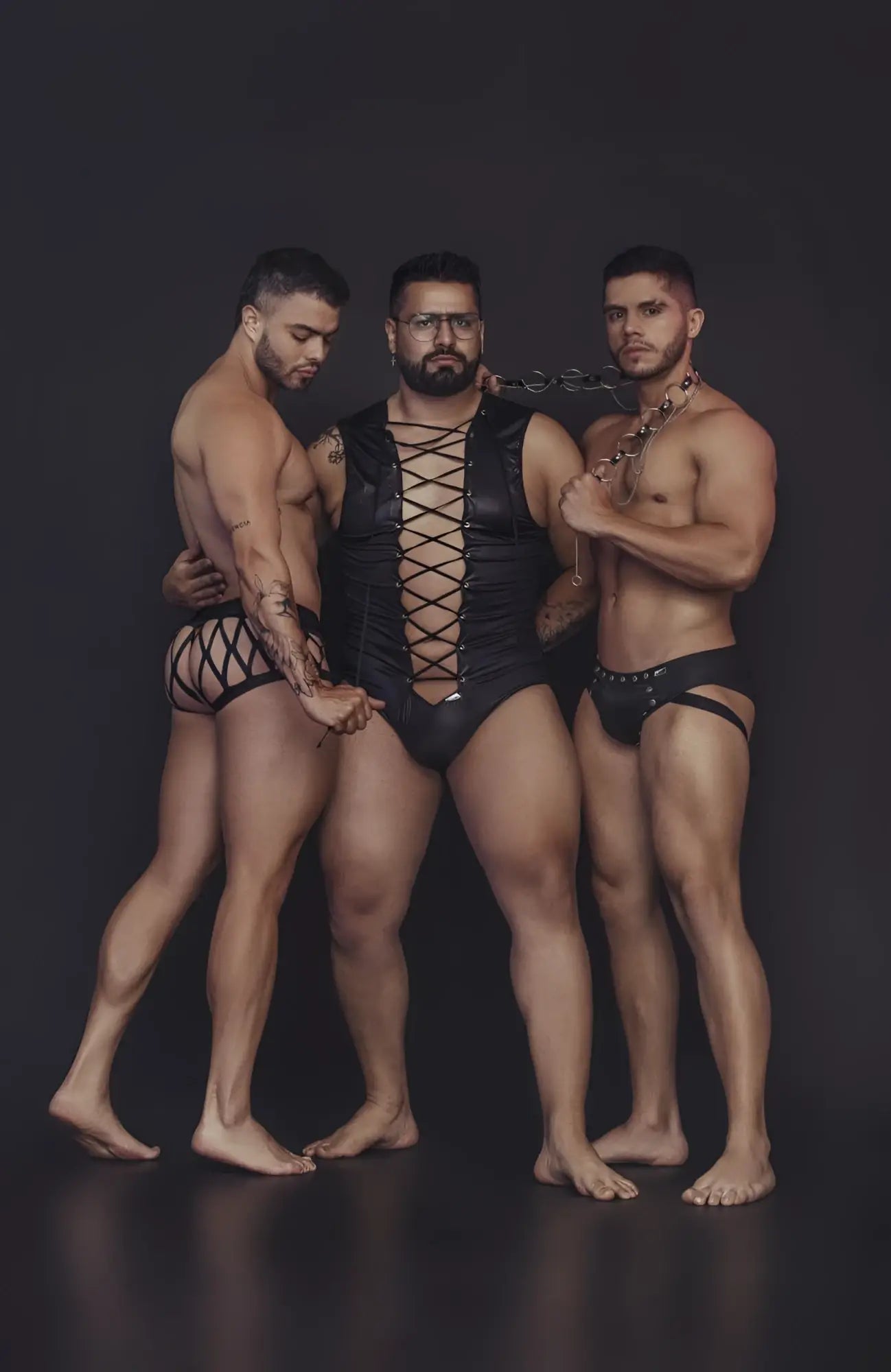 Black leather corset with crisscross lacing and central front panel from candyman 99691 cage trunks collection