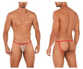 CandyMan 99709 micro lace thong in beige red with red trim sheer lace and subtle pattern with small brand tag