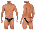 Black CandyMan 99721 lace jockstrap with sleek form-fitting design and lace trim on men’s briefs front view