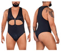 Black Candyman 99728X work-n-play bodysuit one-piece swimsuit with front zipper and cutout design