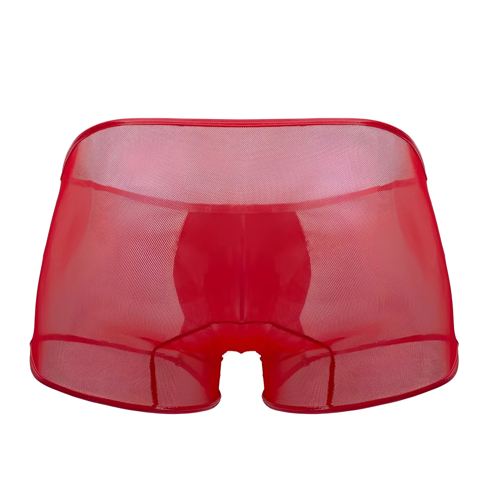 Red sheer mesh briefs candyMan 99737 mesh trunks in red showcasing breathable lightweight material