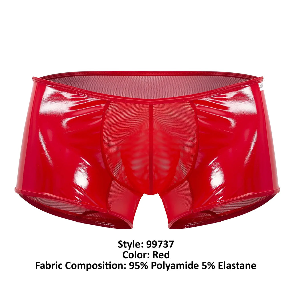 CandyMan 99737 mesh trunks red shiny polyamide briefs with breathable mesh panel design for comfortable wear