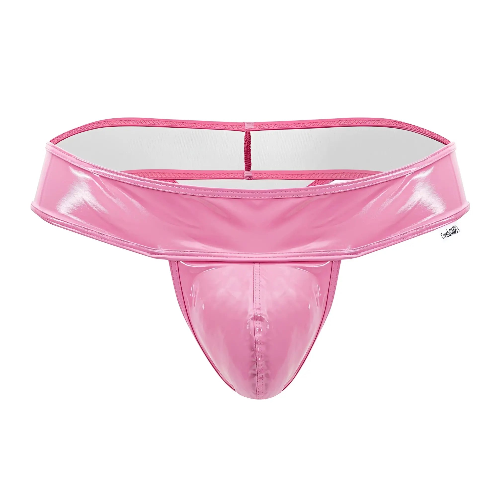 Pink glossy latex thong with white interior lining from candyman 99742 gloss thongs collection