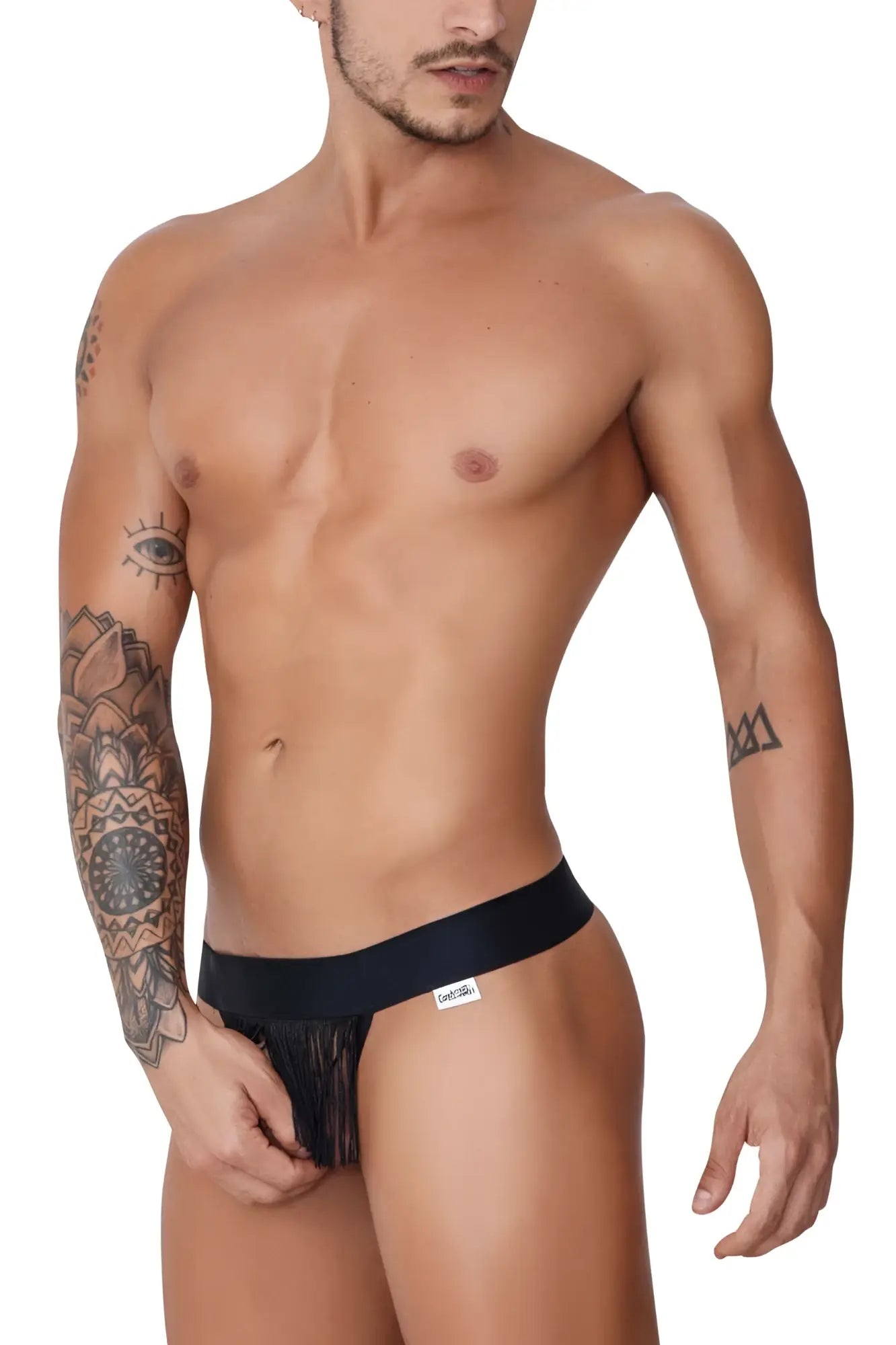 Black fringed briefs candyMan 99755 fringe thongs with sleek minimalist design for stylish underwear wear
