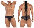 Black candyMan 99769 lace briefs showing back mesh panel detail made of lace-trimmed fabric for men
