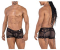 Black lace-trimmed mesh briefs with side ties in black color from Candyman 99779 mesh lace trunks collection