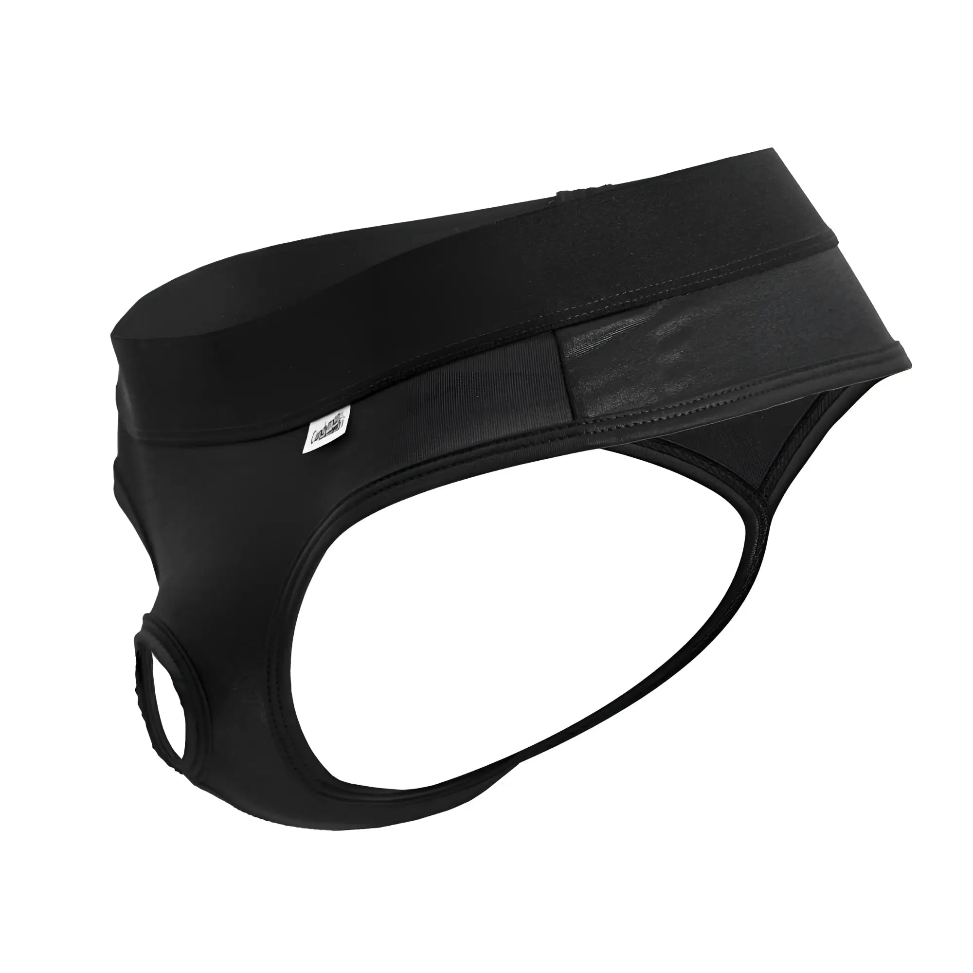 Black CandyMan 99781 Protuder thongs with smooth stretchy fabric and reinforced waistband for athletic use