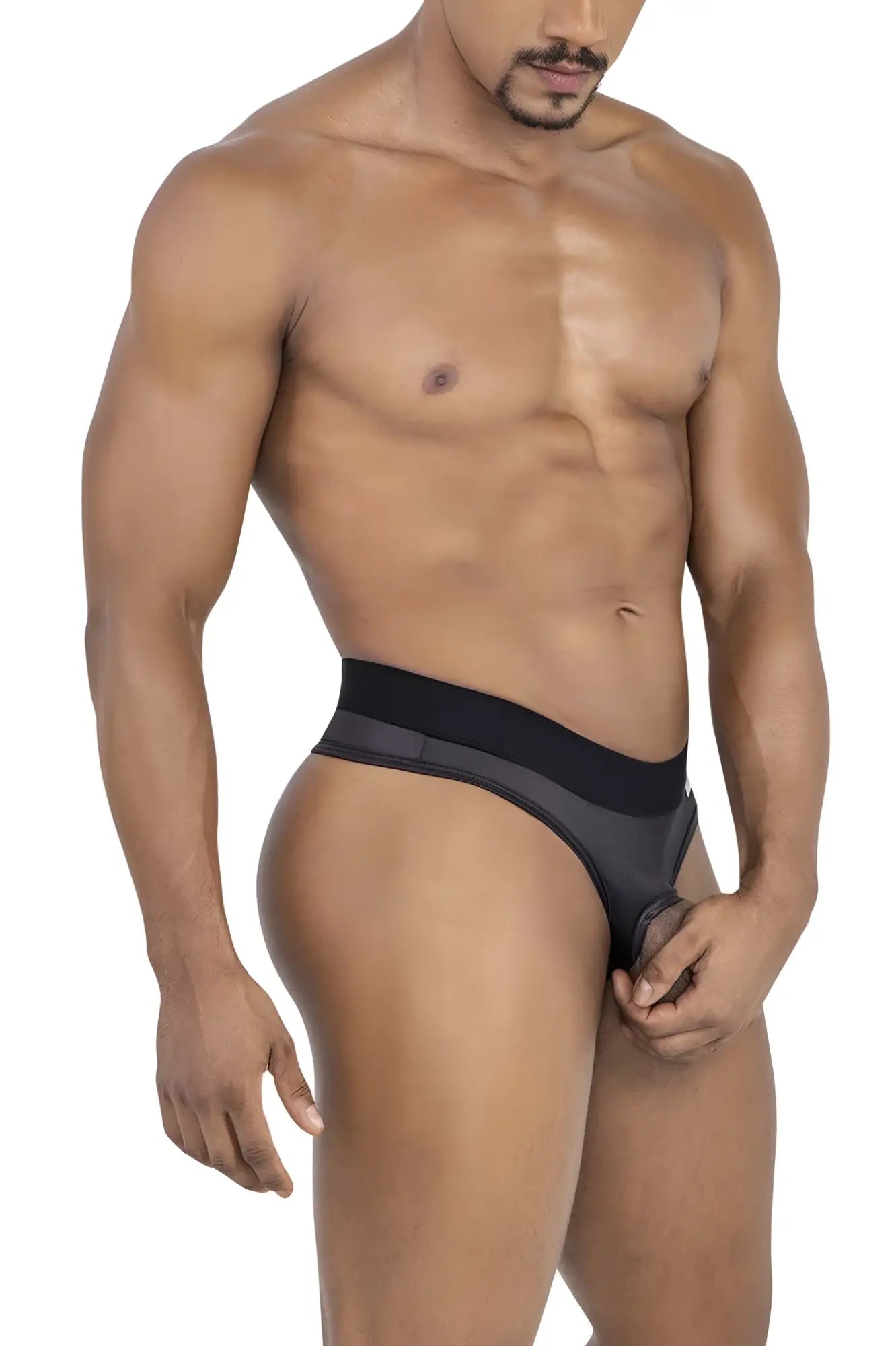 Black and gray CandyMan 99781 Protuder athletic briefs with sleek form-fitting design ideal for active wear