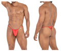 Red thong with heart-shaped cutout at back and thin adjustable straps from candyman 99789 heart thongs collection