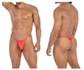Red thong with heart-shaped cutout at back and thin adjustable straps from candyman 99789 heart thongs collection