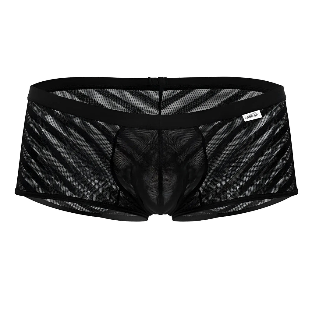 Candyman 99790 black mesh trunks with diagonal striped pattern and solid black waistband for comfortable wear