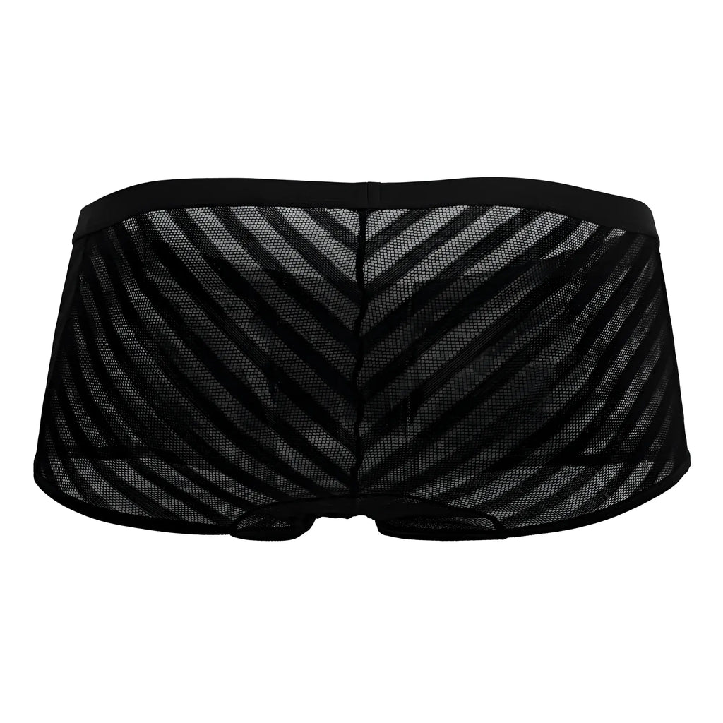 Black CandyMan 99790 mesh trunks with a diagonal striped pattern and solid black waistband