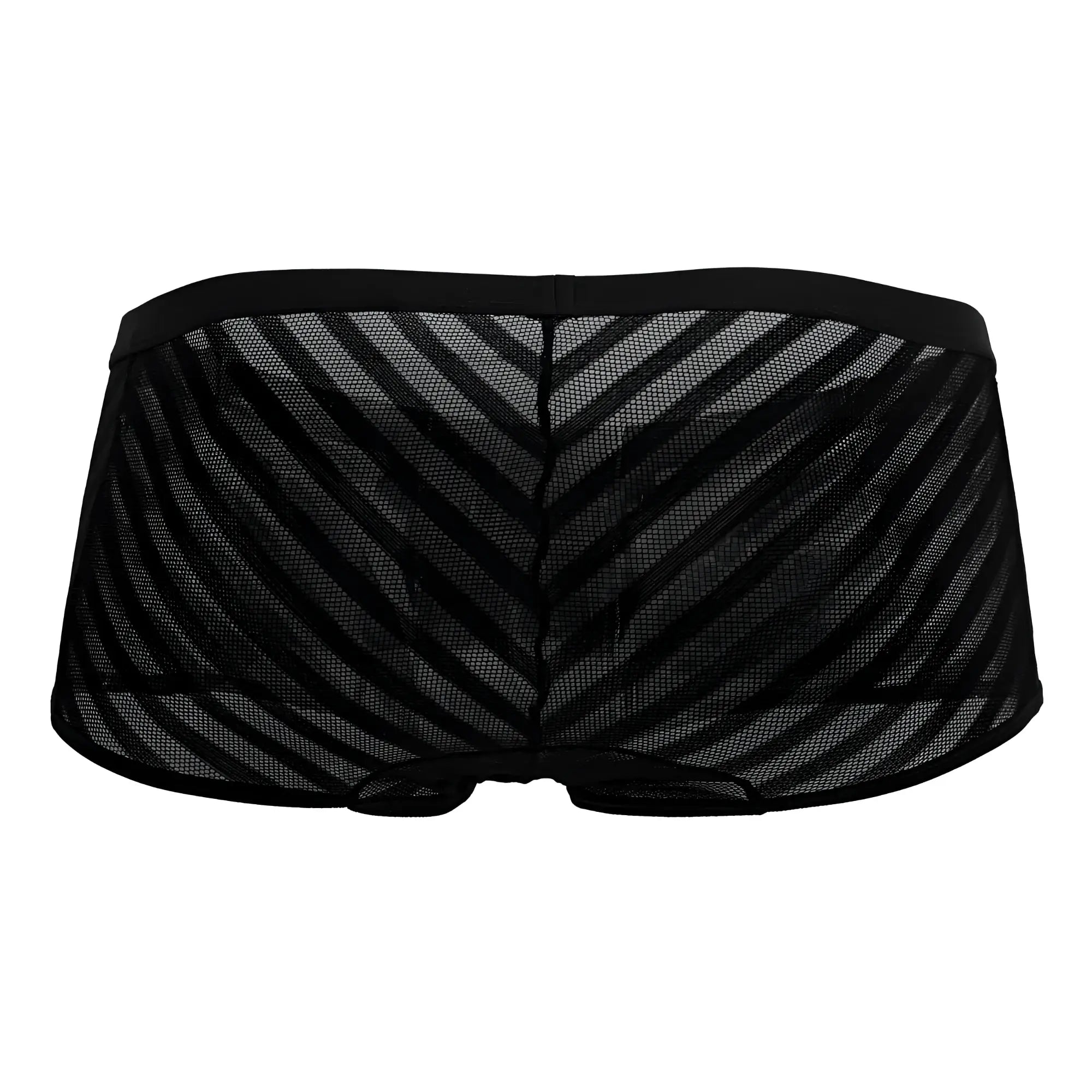 Black CandyMan 99790 mesh trunks with a diagonal striped pattern and solid black waistband