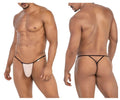 Beige CandyMan 99795 mesh G-string thong with thin and supportive design shown from the back side