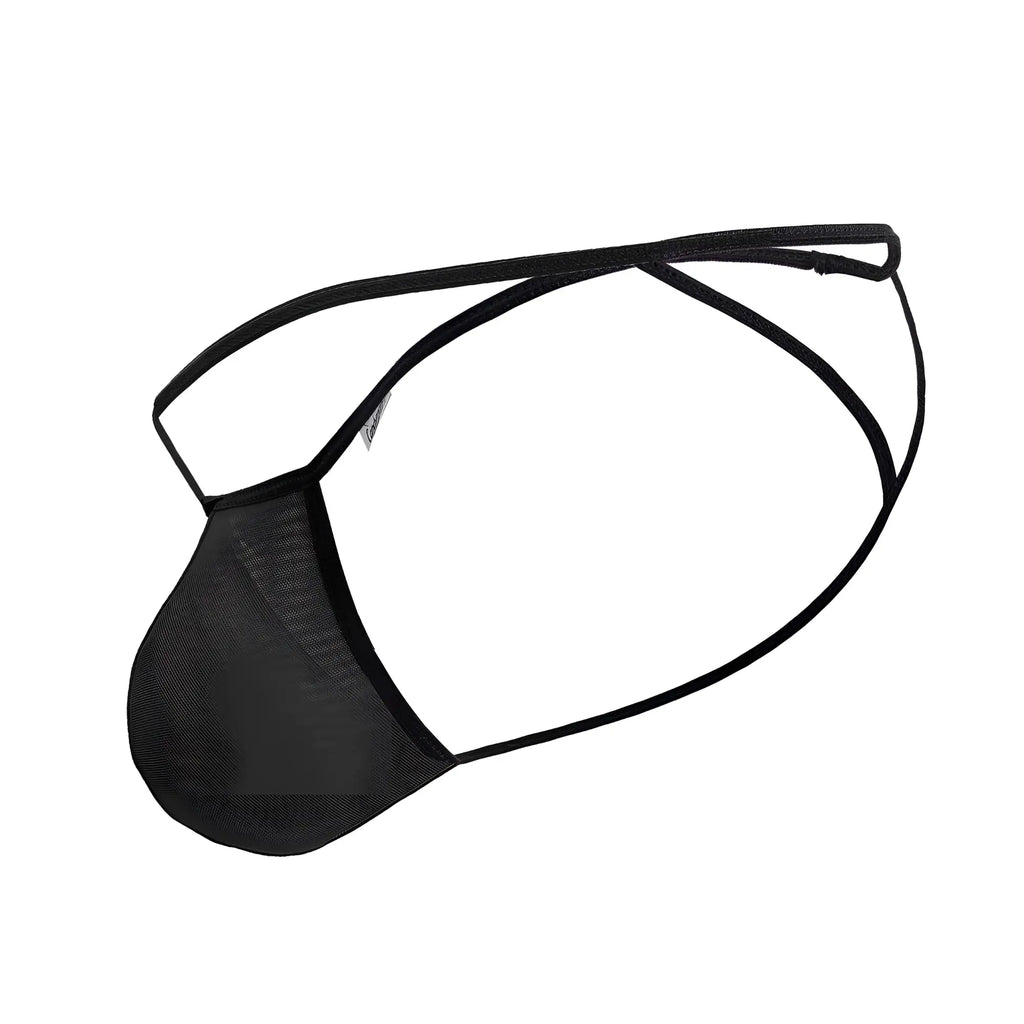 Black mesh g-string thong with thin elastic straps by candyman 99795 for a sleek and minimal look