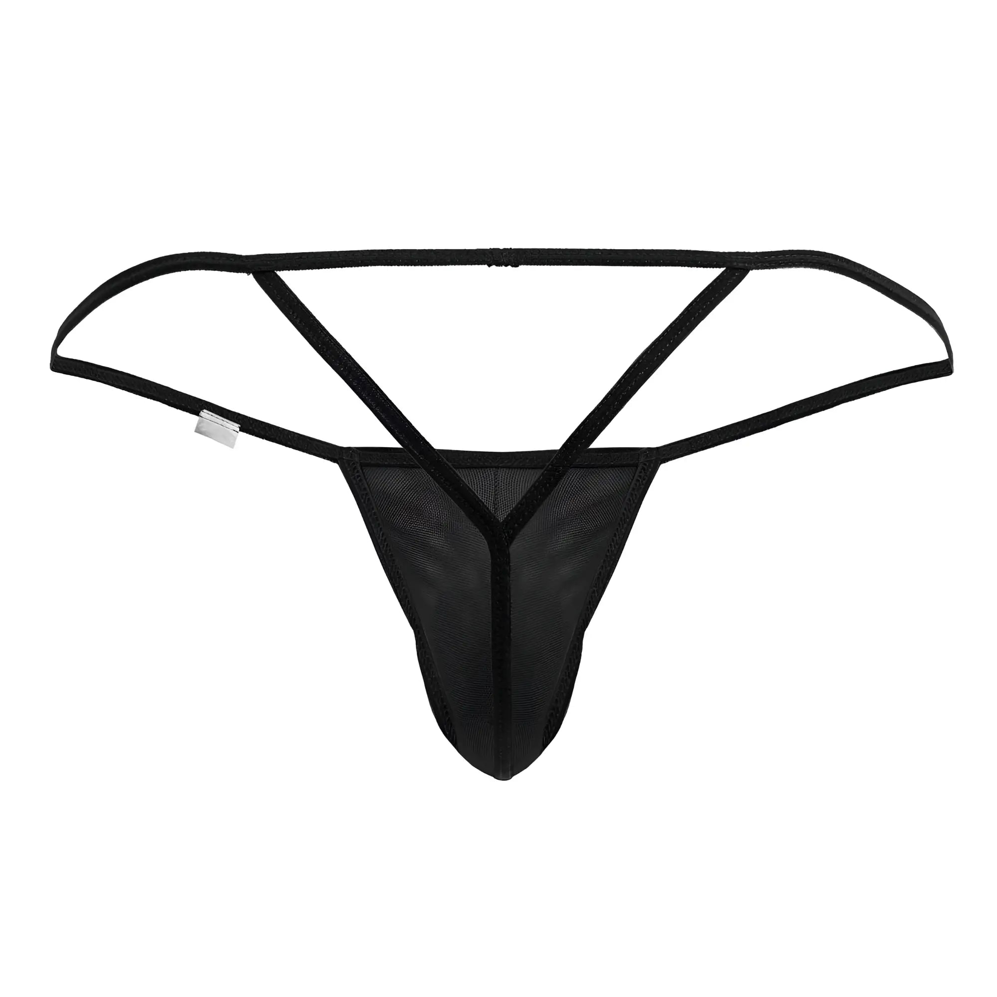 Black CandyMan 99795 mesh G-string thong with thin supportive straps and a sleek minimalist design