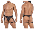 Black mesh briefs with adjustable leg straps from candyman 99798 garter mesh thongs in black color