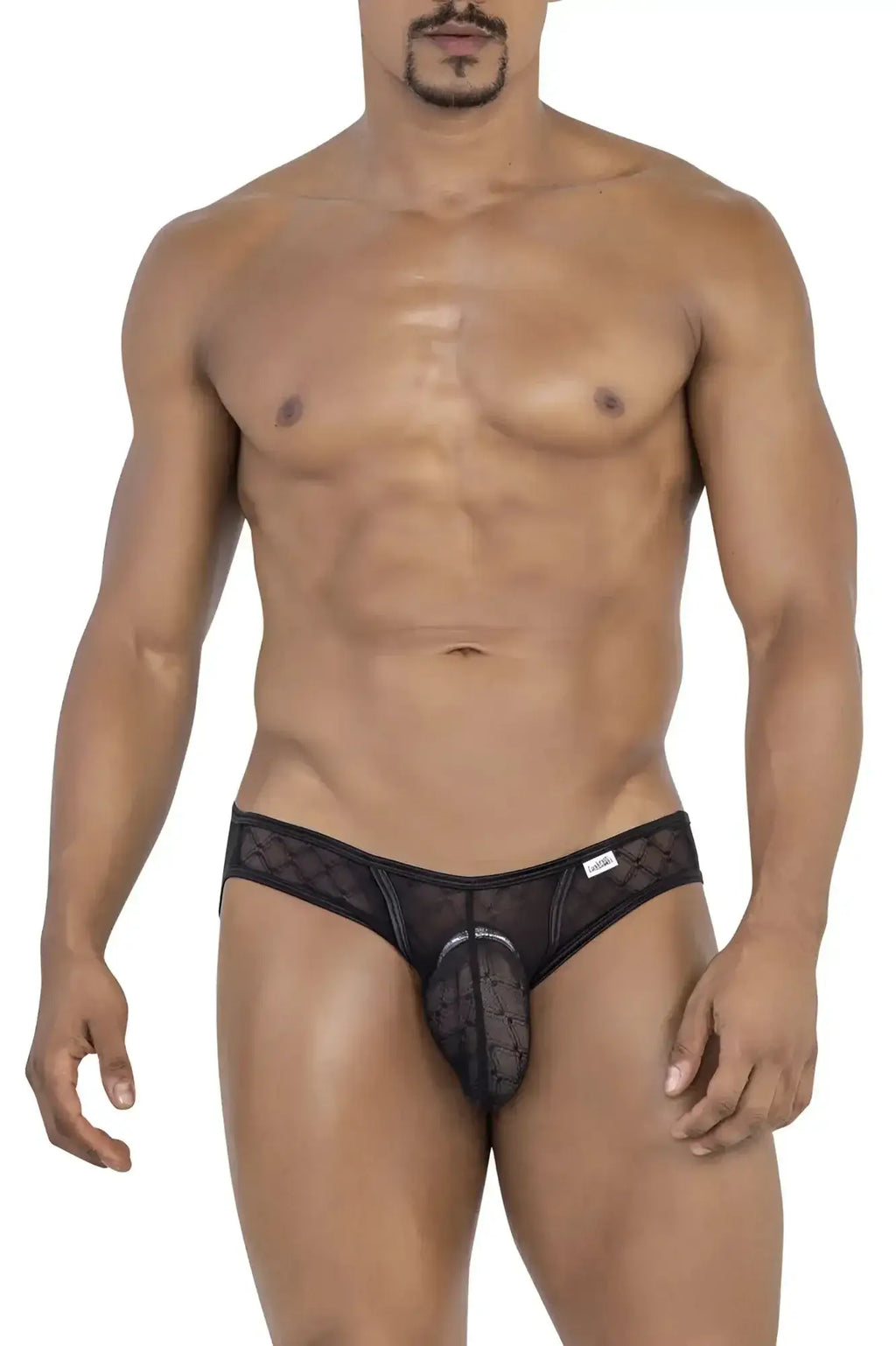 Black candyMan 99812 mesh briefs thong with sheer mesh design and open front detailing