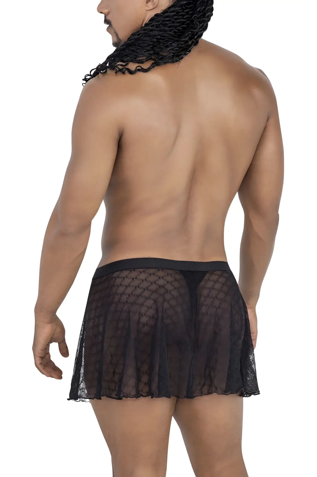 Black sheer lace mini skirt with fitted waistband from candyman 99813 mesh skirt color black product