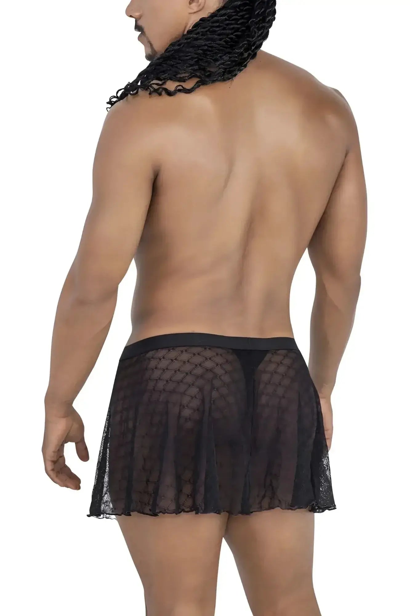 Black sheer lace mini skirt with fitted waistband from candyman 99813 mesh skirt color black product