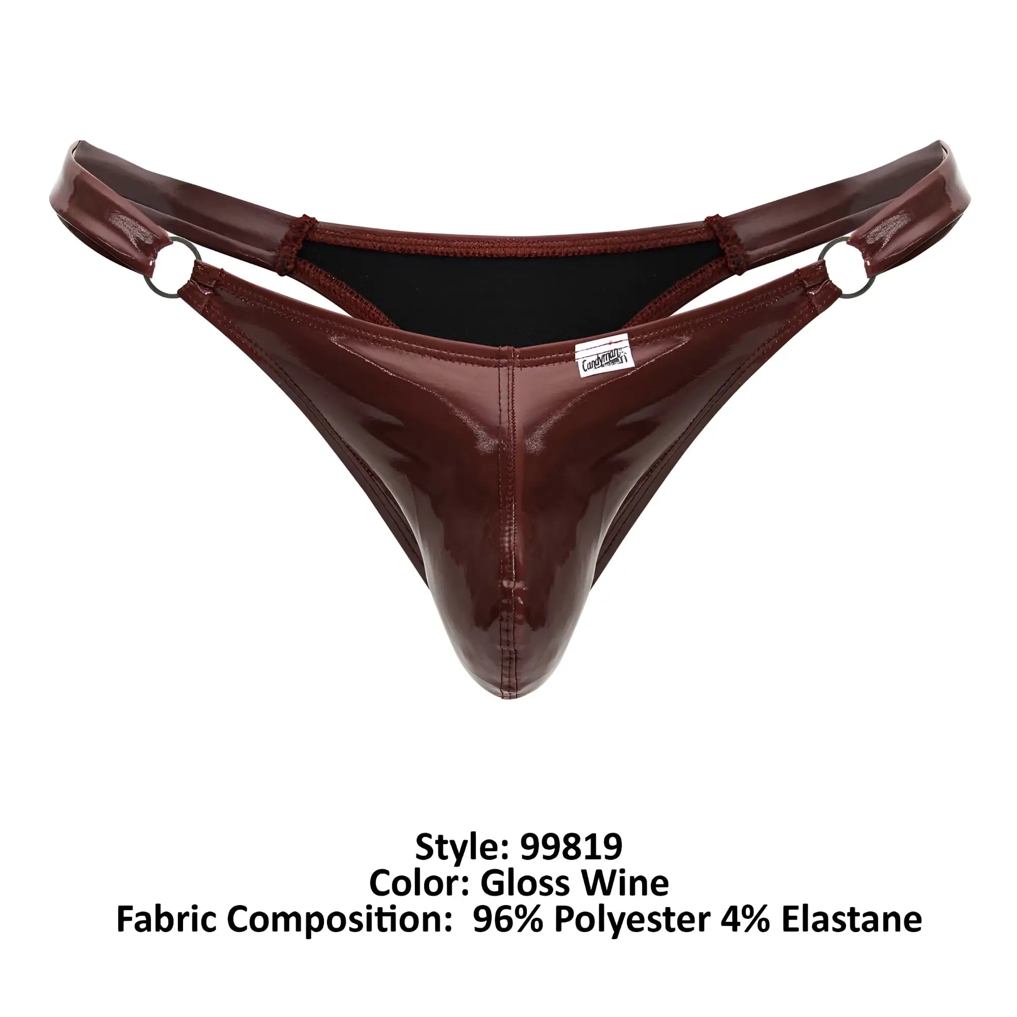 CandyMan 99819 dom thong in gloss wine color made of shiny polyester and elastane with a sleek design