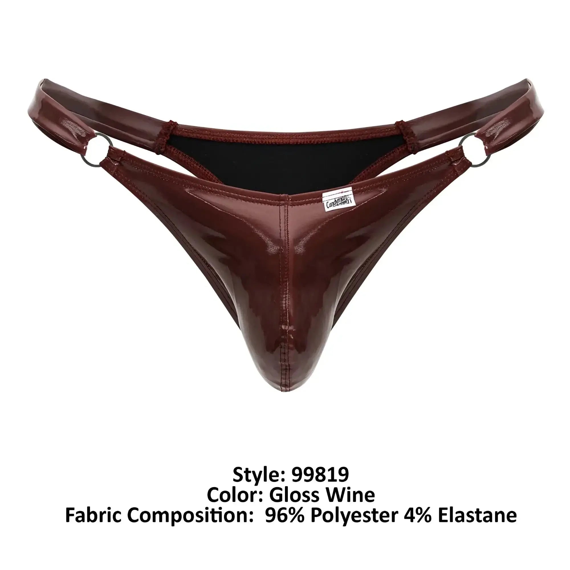 CandyMan 99819 dom thong in gloss wine color made of shiny polyester and elastane with a sleek design
