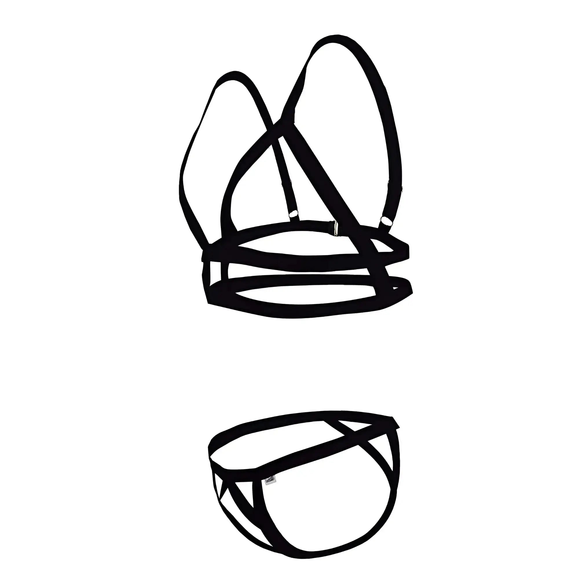 Black strappy lingerie set candyMan 99822 with crisscross design and adjustable straps for a sexy look