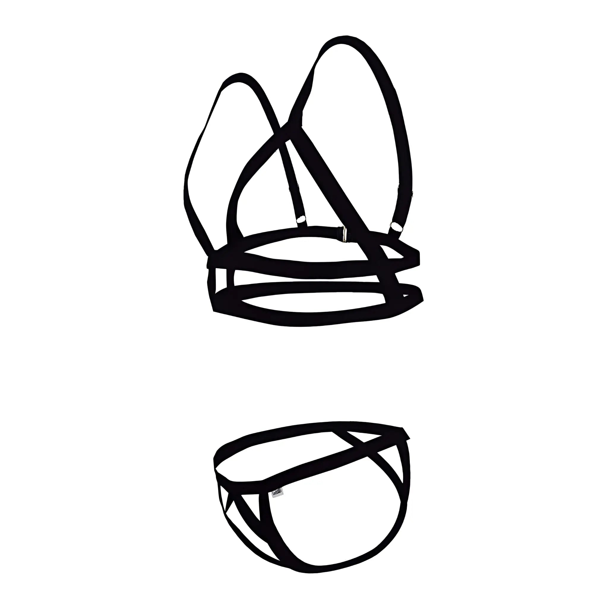 Black strappy lingerie set candyMan 99822 with crisscross design and adjustable straps for a sexy look