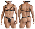 Black mesh thong from candyman 99838 two piece outfit with solid black front panel and adjustable straps